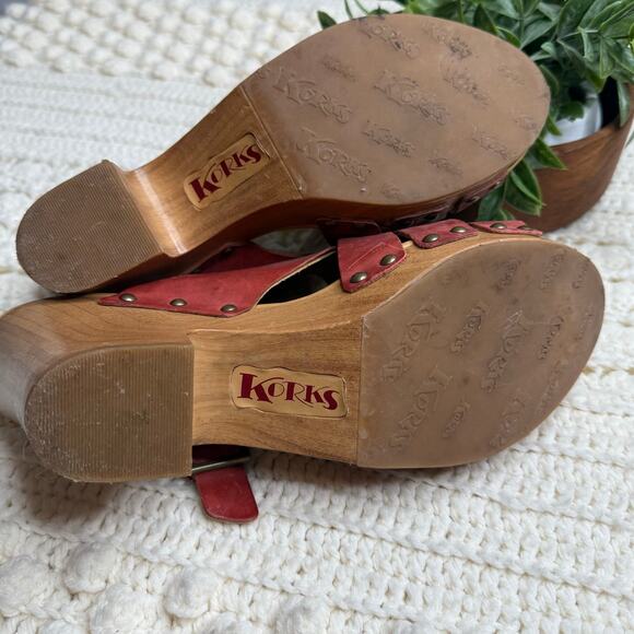 KORKS KORK-EASE Wynn Criss Cross Leather Clog Sandals Coral Size 10 - Picture 10 of 15